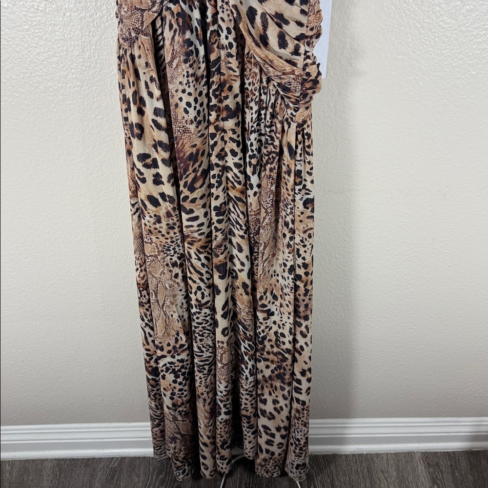Michael Costello × REVOLVE Natalia Gown in Leopard Brown Animal Medley - Picture 10 of 10